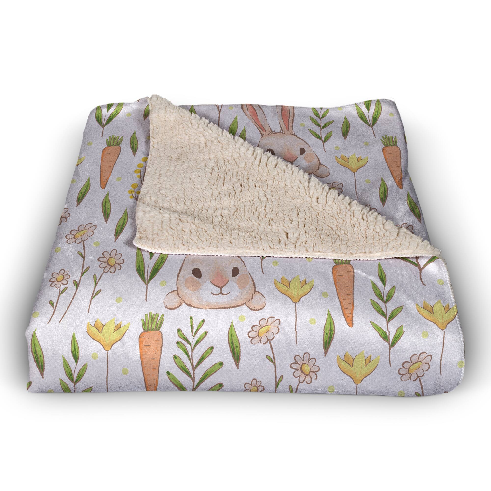 Bunny And Carrot Pattern Blanket 50" x 60" Sherpa Fleece Blanket